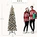YITAHOME 6FT Pre-Decorated Pencil Christmas Tree w/Remote, Partially Flocked & Frosted Slim Prelit Artificial Hinged Xmas Tree w/ 618 Tips, 50 Pine Cones, 250 Warmwhite & Multi-Color Lights, 11 Modes