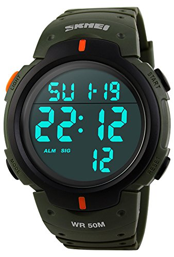 SKMEI Digital Watch PU Band Waterproof LED Multifunctional Student Outdoor Sport Electronic Wristwatch (Green)2