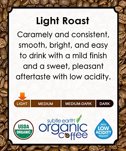 5LB Subtle Earth Organic Coffee - Light Roast - Whole Bean - Organic Arabica Coffee - (5 lb) Bag