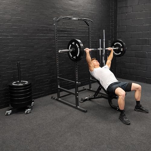 GYM MASTER Heavy Duty Half Power Cage Weight Lifting Squat Rack & Dip Station Tower - Image 3