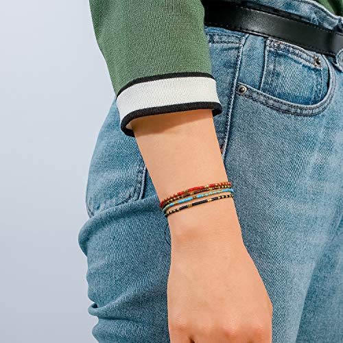 Image of C.QUAN CHI Handmade Friendship Beaded Bracelet Adjustable Colorful Miyuki Beads Bracelet