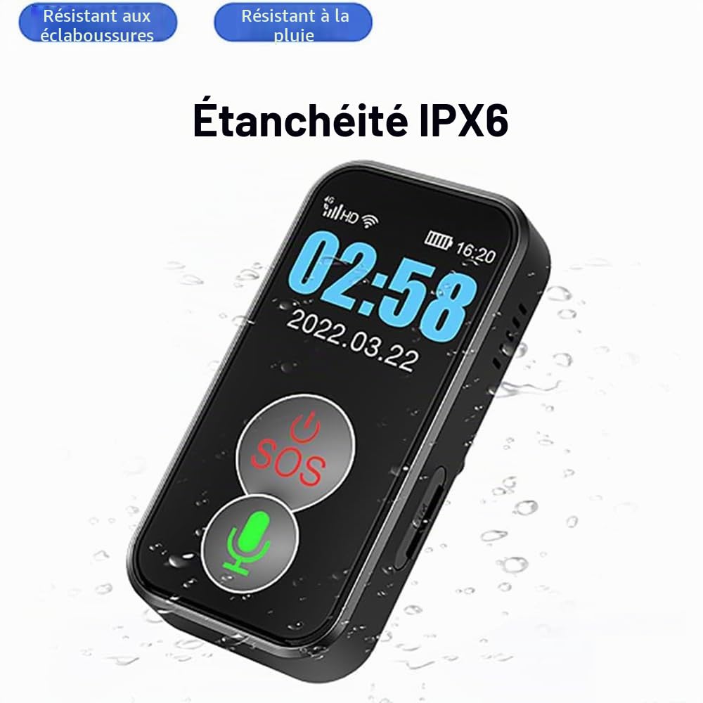 Dispositif D'alerte d'urgence pour Personnes Âgées, Collier Portable avec Bouton SOS, Détection des Chutes Anormales, Appels Vocaux 4G Intelligents, Positionnement GPS, Étanche IPX6