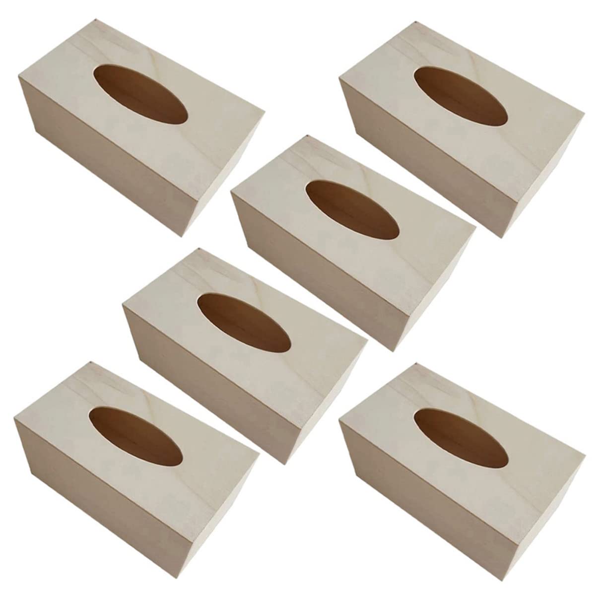 Boîte à mouchoirs en bois pour coiffeuse et bureau en lot créatif de 6