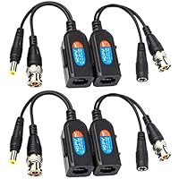 Greluma 4 STK Balun HD Cat5 RJ45 zu BNC Video Baluns Transceiver Passiv mit Stromanschluss für 1080P 3MP 4MP 5MP 8MP HD-CVI/TVI/AHD/CVBS / 960H Kamera