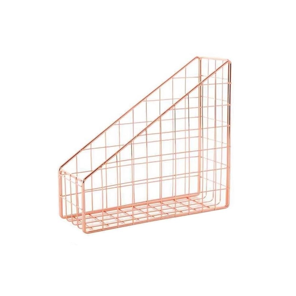 Pq7hKv2wD File Organiser Nordic Wrought Iron Grid File Holder Simple Single Layer Desk Shelf Magazine Book Storage Rack Home Office Stationery Organizer