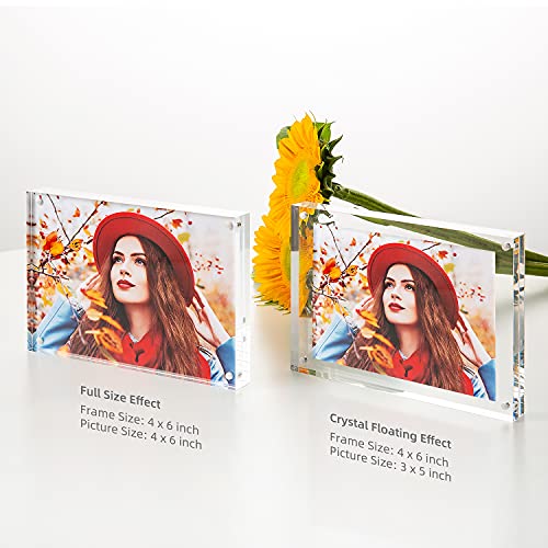 Bloberey Acrylic Picture Frame , Clear Freestanding Double Sided 20Mm Thickness Frameless Magnetic Photo Frames Desktop Display With Gift Box Package (4X6 4 Pack) #TOP3