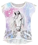 Kinder Jungen Mädchen Kurzarm T-Shirt Sommer Kurzarmshirt Freizeit Coole Tshirt Bluse Oberteil Shirt Top (Pferde, 140)