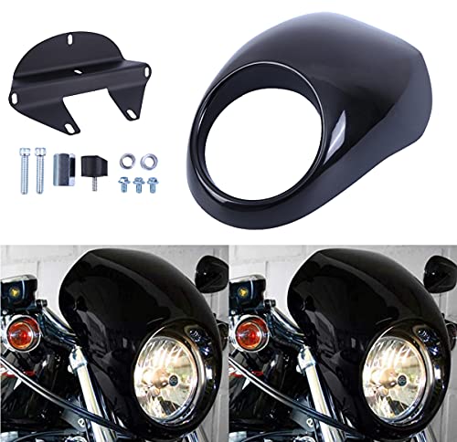 Ambienceo Faro Carena Cowl Maschera Trim Copertura Moto Cupolino Maschera Forcella Mount per Harley Sportster Dyna Glide FX XL