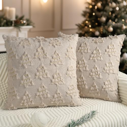 Miaikoe Weihnachtskissenbezüge 50x50 cm 2er Set Dekorative...