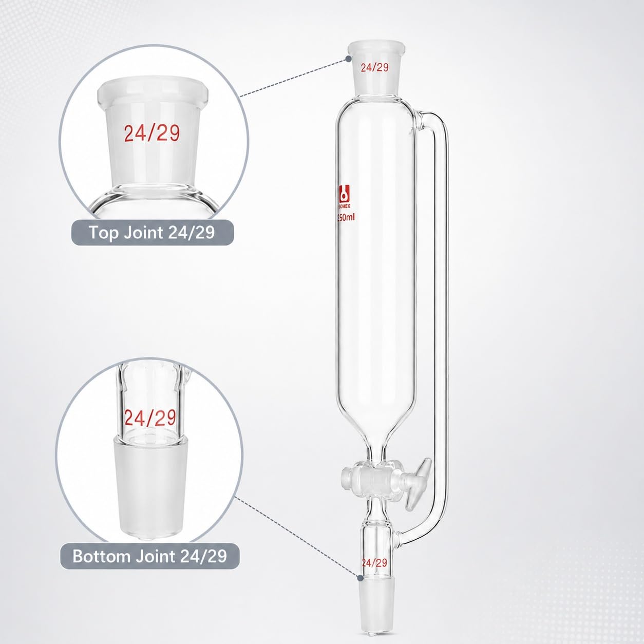 Embudo Goteo Igualación Presión Vidrio Borosilicato Adición Lab-5000mL 40#