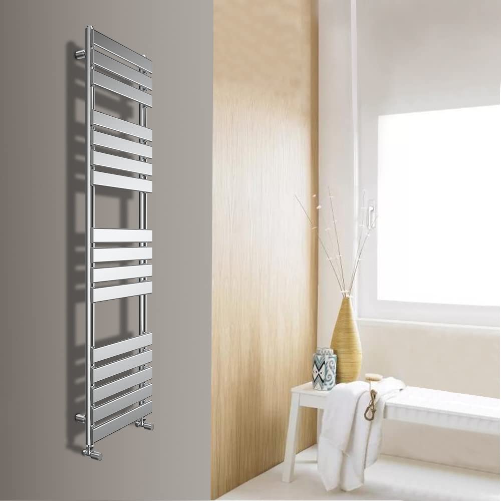 Warmehaus Flat Panel Heated Towel Rail Designer Bathroom Radiator Ladder Rad Chrome 1600 x 450mm Towel Warmer for Bathroom Kitchen