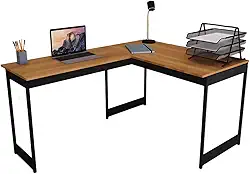 Mesa Em L Estilo Industrial Escrivaninha De Canto Escritório Estudo Beni Camaleão (Nogal)
