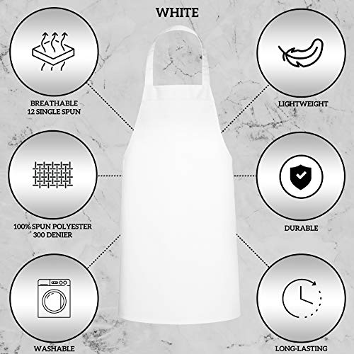 Image of GREEN LIFESTYLE 12 Pack Bib Apron - Unisex White Aprons, Machine Washable Aprons for Men and Women, Kitchen Cooking BBQ Aprons Bulk (Pack of 12, No Pockets, White)