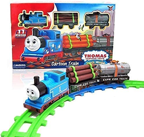 AAI K Tomas Toy Train Track Set with Sound and Flashing Lights Train with Coal Wagon, Tanker