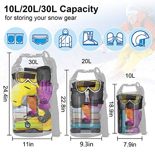 image for PACEARTH Snow Splash Proof Dry Bag, 10L 20L 30L Dry Storage Bag Backpa