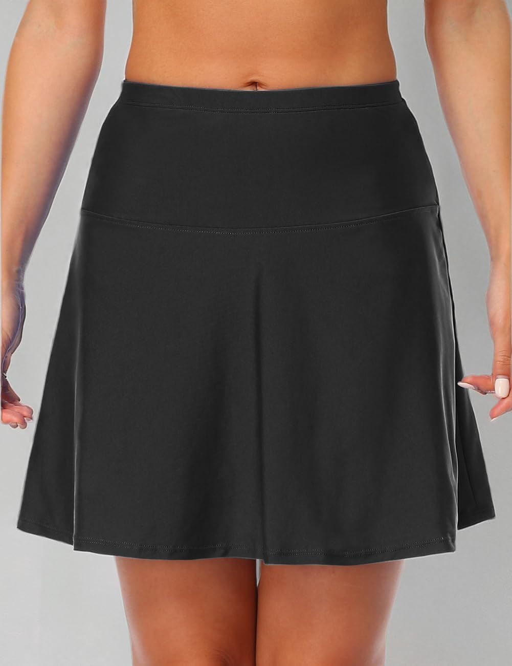 Hilor Women's High Waisted Swim Skirt Tummy Control Swimsuit Bathing Suit Bottoms Slimming Tankini Skirt with Panty - Image 10