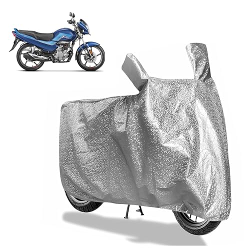 Image of Sulfar Bike Cover for Hero MotoCorp Super Splendor Xtec (125cc) | Waterproof, Dustproof & UV Protected | All Weather Two Wheeler Cover (Silver) New 2026 Variants