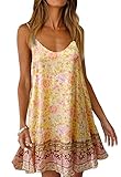 Attention: This Floral Dresses Strap is adjustable,before you wear, please adjust strap for your fit! Material: RAYON ,Polyester.soft and lightweight fabric, skin-care women summer dress .Attention:this mini cami dress material is thin,suit for sprin...