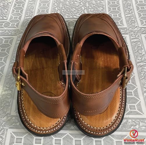 Handmade Leather Kaptaan Peshawari Chappal, Traditional Genuine Leather Sandals, Comfortable Gents Leather Sandals4