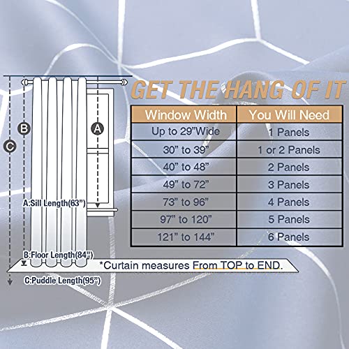 Vangao Navy Blue Blackout Curtains 63 Inches Length 2 Panels For Living Room Bedroom Silver Diamond Foil Print Thermal Insulated Grommet Top Window Drapes #TOP6