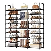 SUOERNUO Shoe Rack Storage Organizer Holds 50-55 Pairs Tall Shelf for Shoes Metal Freestanding Closet Black 9-Tier Non-Woven Dustproof