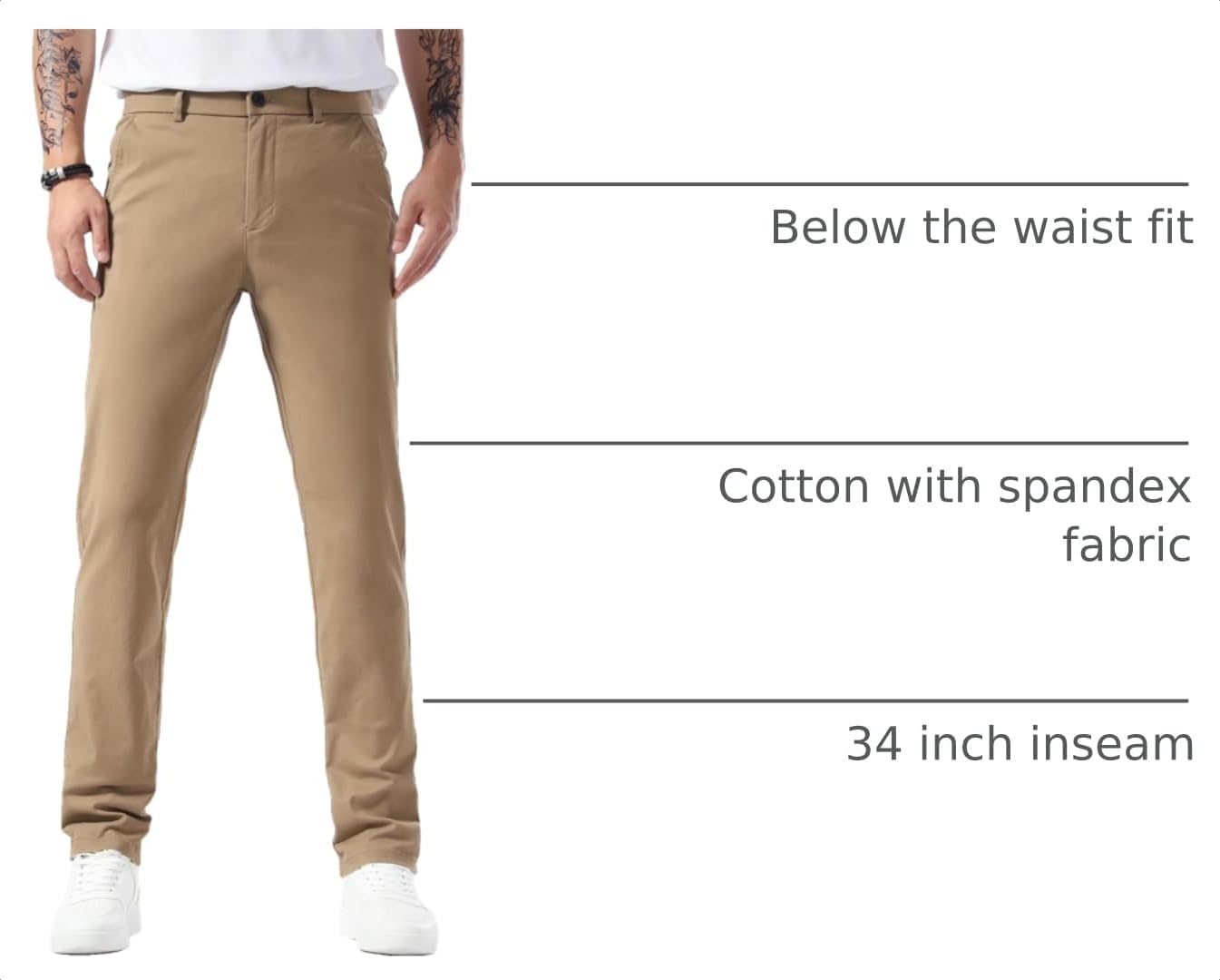 Plaid&Plain Men’s Slim Fit Khaki Pants Men’s Tapered Chino Pants
