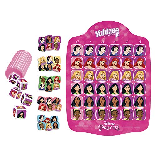 Yahtzee Jr.: Disney Princess Edition Board Game for Kids Ages 4 and Up, for 2-4 Players, Counting and Matching Game for Preschoolers (Amazon Exclusive)