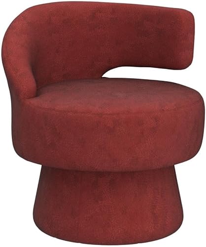 Miniatura 5 de KINFFICT Silla giratoria de barril moderna, silla decorativa tapizada, silla redonda giratoria de 360 con respaldo curvado elegante, cómoda silla de