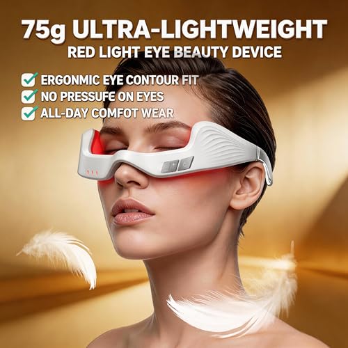 Image of Red Light Therapy Eye Massager for Puffy Eyes & Wrinkles, Rechargeable Care Device, Under Eye Red Light Therapy Device for Dark Circles, Eye Bags & Puffiness periorbital(White)