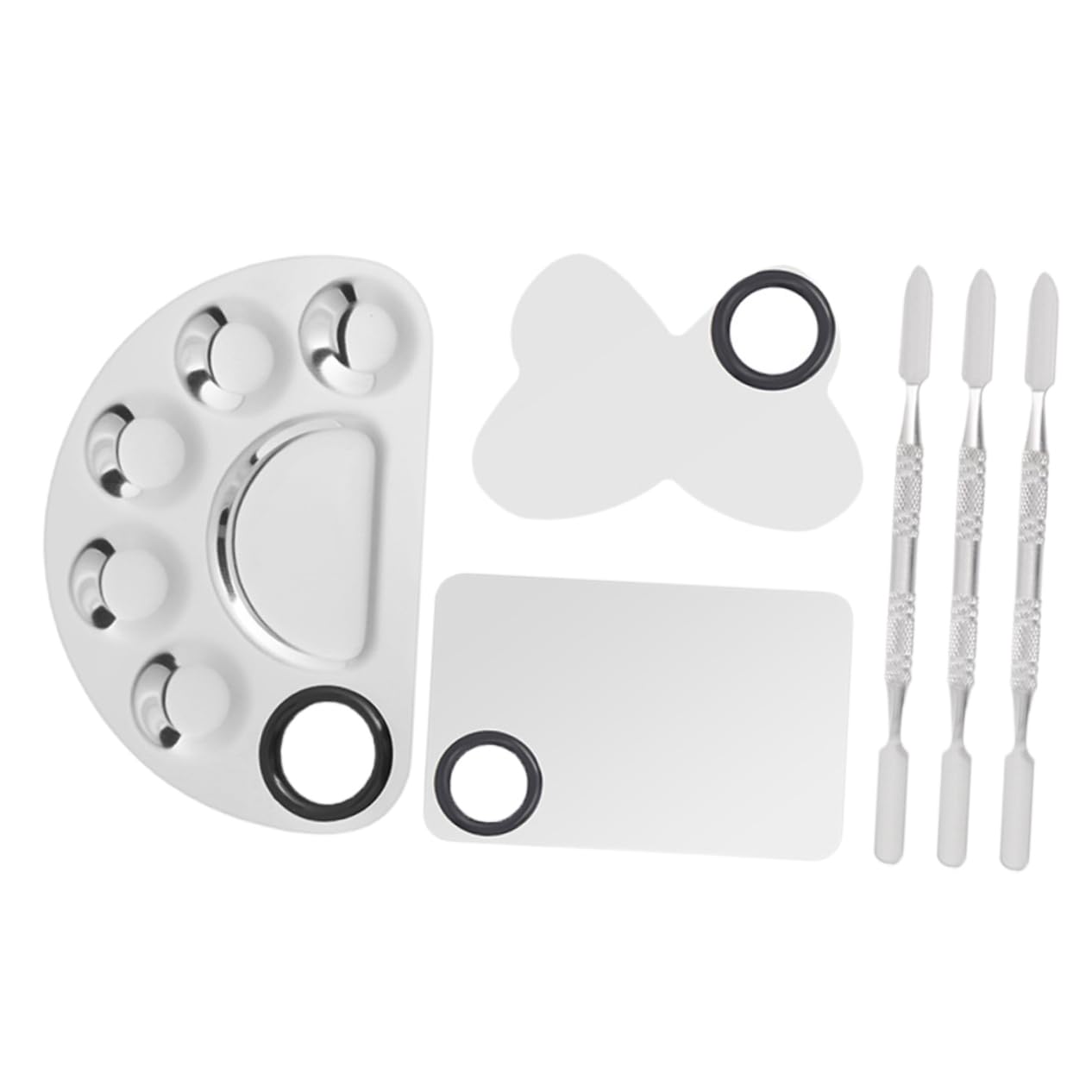 PartyKindom 3 Sets/6pcs Stainless Steel Manicure Mixing Palette Nail Paint Board for Nail Art for DIY Beauty Salon Use