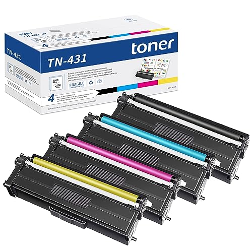 TN 431 Toner Cartridge 4 Pack Replacement for Brother TN431 4-Color Toner Cartridge Set for TN431BK TN431C TN431M TN431Y Toner MFC-L8610CDW MFC-L8900CDW HL- L8360CDW (TN431 Toner) -  Potoner
