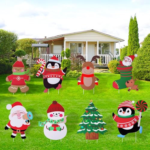 Onory Outdoor Christmas Decorations - 8pcs Large Yard Signs with Stakes for Holiday Party Decor