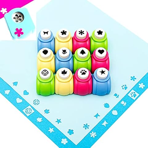 12pcs Craft Hole Punch Shapes Set,Small Paper Puncher for Kids,Single Crafting Scrapbook Punches,Star,Butterfly,Leaf,Christmas Tree.Heart,Tag stamp Cards Mini Cutter Nail Arts crafts Punchers Supplies Cover
