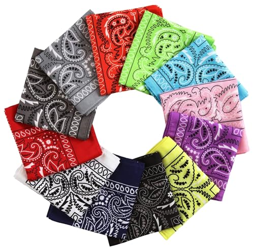 Tough Headwear Large Bandana Headband - Handkerchief Bandanas for Women & Men - Cowboy Scarf & Durag Pack