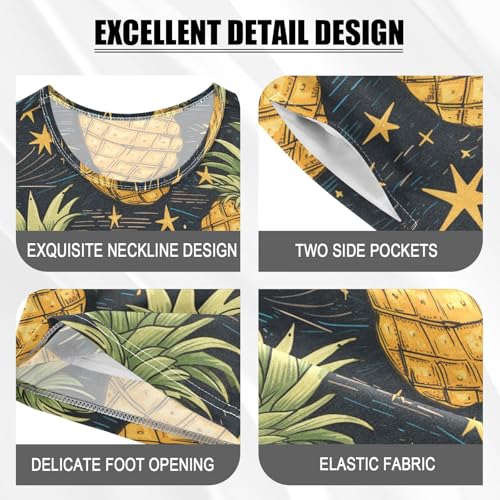ALAZA Pineapples and Stars Pajama Set Short Sleeve Sleepwear Soft Lounge Nightwear4