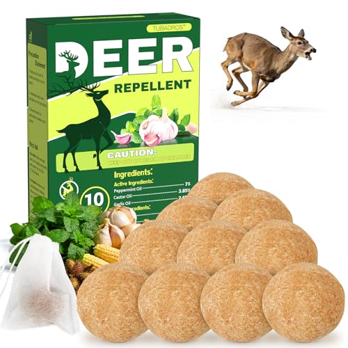 10 Pack Deer Repellent, Deer & Rabbit Repellent, Peppermint Oil to Repel Deer, Rabbit, Deer Deterrent Outdoor for Lawn, Garden Use, Yard，Patio