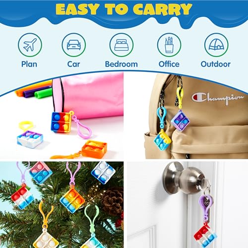 Image of JOYIN Square Pop Fidget Keychain 90 Pack Pop Fidget Toys Bulk Party Favors for Kids 4-8,8-12 Years, Halloween Birthday Goodie Bags Stuffers Back to School Gifts Classroom Prizes Sensory Toys
