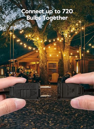 Brightown 50 ft Connectable Dimmable LED Patio String Lights with G40 Globe Bulbs - Weatherproof Outdoor Lighting for Backyards and Porches