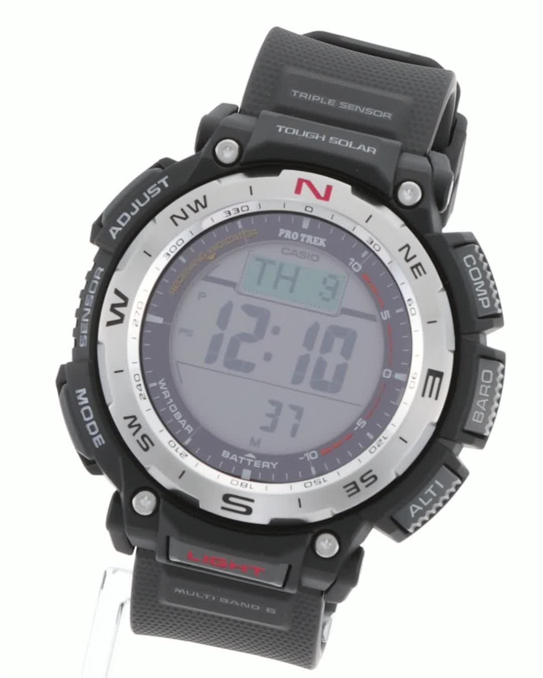 未使用級　カシオ　プロトレック　PRW-3400-1JF　デジタル腕時計 とんび、うぐいす【プロトレック PRW-3400-1JF】川のせせらぎ