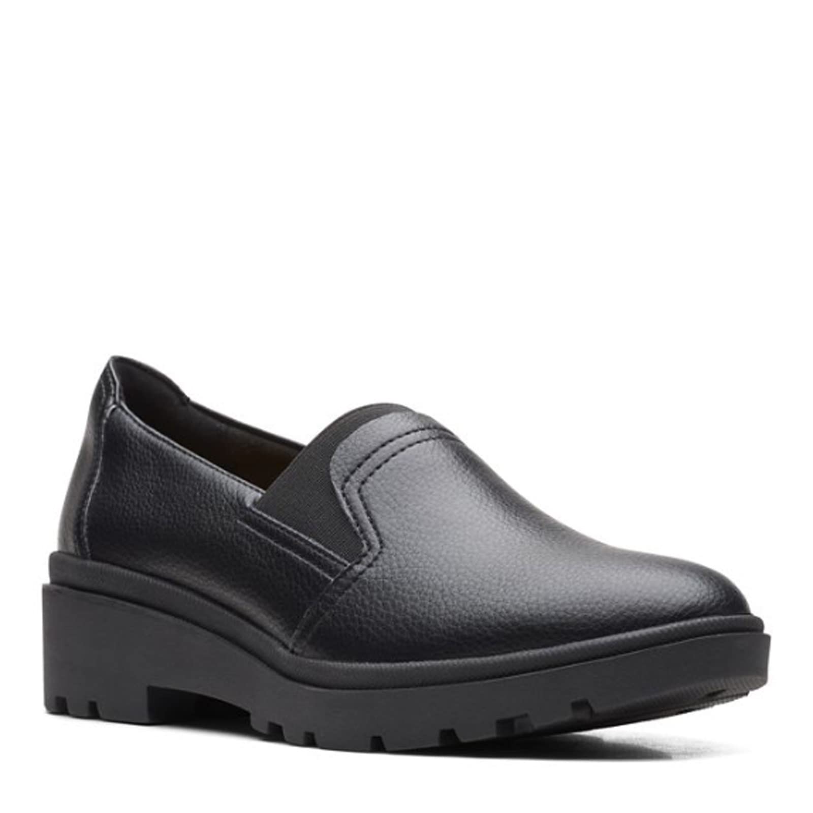 Clarks Women's Calla Ease Loafer Flat, Black Leather, 4 UK