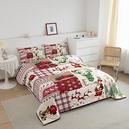 Christmas-Quilt-Set-Twin-Xmas-Tree-Santa-Claus-Deer-Bedding-Comforter-Sets-Red-Buffalo-Check-Plaid-Comforter-Christmas-Bedroom-DecorWinter-Holiday-Snowflake-Decor-1-New-Year-Pillow-Case-Red-Green Christmas Quilt Set Twin Xmas Tree Santa Claus Deer Bedding Comforter Sets Red Buffalo Check Plaid Comforter Christmas Bedroom DecorWinter Holiday Snowflake Decor 1 New Year Pillow Case Red Green