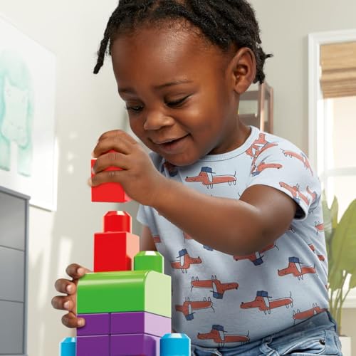 Mega Bloks, Bausteine für Kinder ab 1 Jahr, 60 Bauklötze, mit wiederverwendbarem Aufbewahrungsbeutel, fördert Kreativität und Fantasie, Spielzeug ab 1 Jahr, DCH55