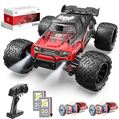 DEERC 9500E High Speed RC Car, 1:16 Scale RC Monster Truck,Racing Hobby Car for Adults, 40+kmh, 4WD All Terrain Off-Road Remote Control Car, 2.4Ghz RC Crawler, 2 Battery, Toy Gift for Kids Cover