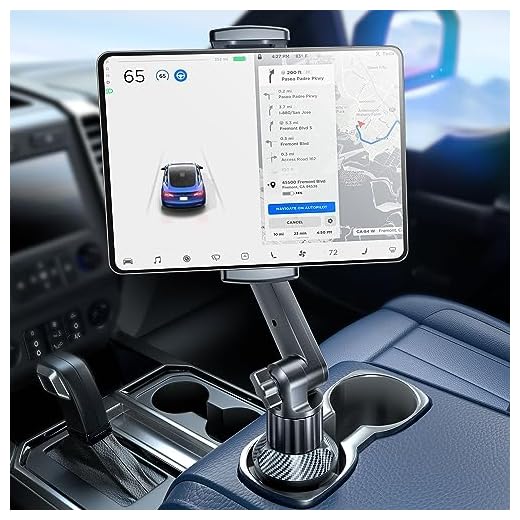 eSamcore Tablet Holder for Car, for iPad Cup Holder Car Mount with 1.57" Depth Large Clamp 15" Height Adjustable Tab Mount Holder for 6"-12.9" Cell Phone iPhone iPad Stand Travel Accessories