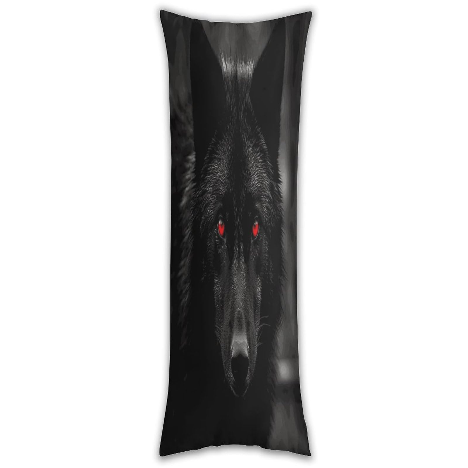 Black Red Eyed Wolf Pillow Cases Breathable Vertical Long Pillowcase Body Pillowcase with Hidden Zipper Closure Soft and Cozy Pillow Cover 20x54 Inches for Bedroom Couch