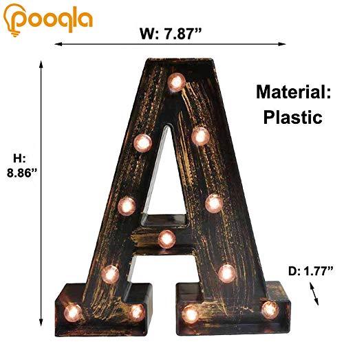 Vintage Light Up Marquee Letters With Lights – Illuminated Industrial Style Lighted Alphabet Letter Signs - Coffee Bar Apartment Bedroom Wall Home Initials Decor - A #TOP4