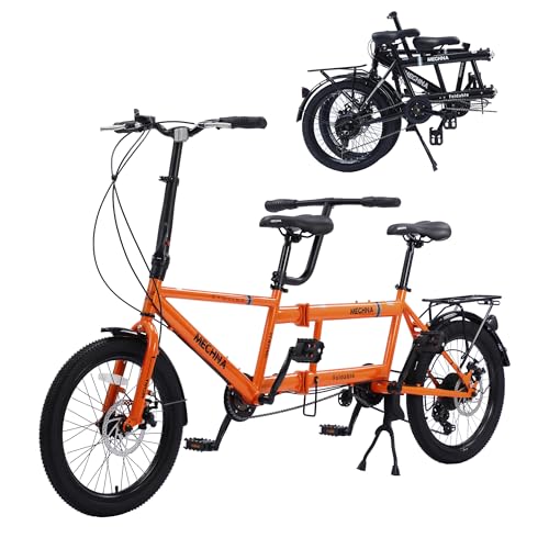 Folding Tandem Bike, 20 Inch Tandem Bikes for Adults, 7 Speed 2 Person Foldable...