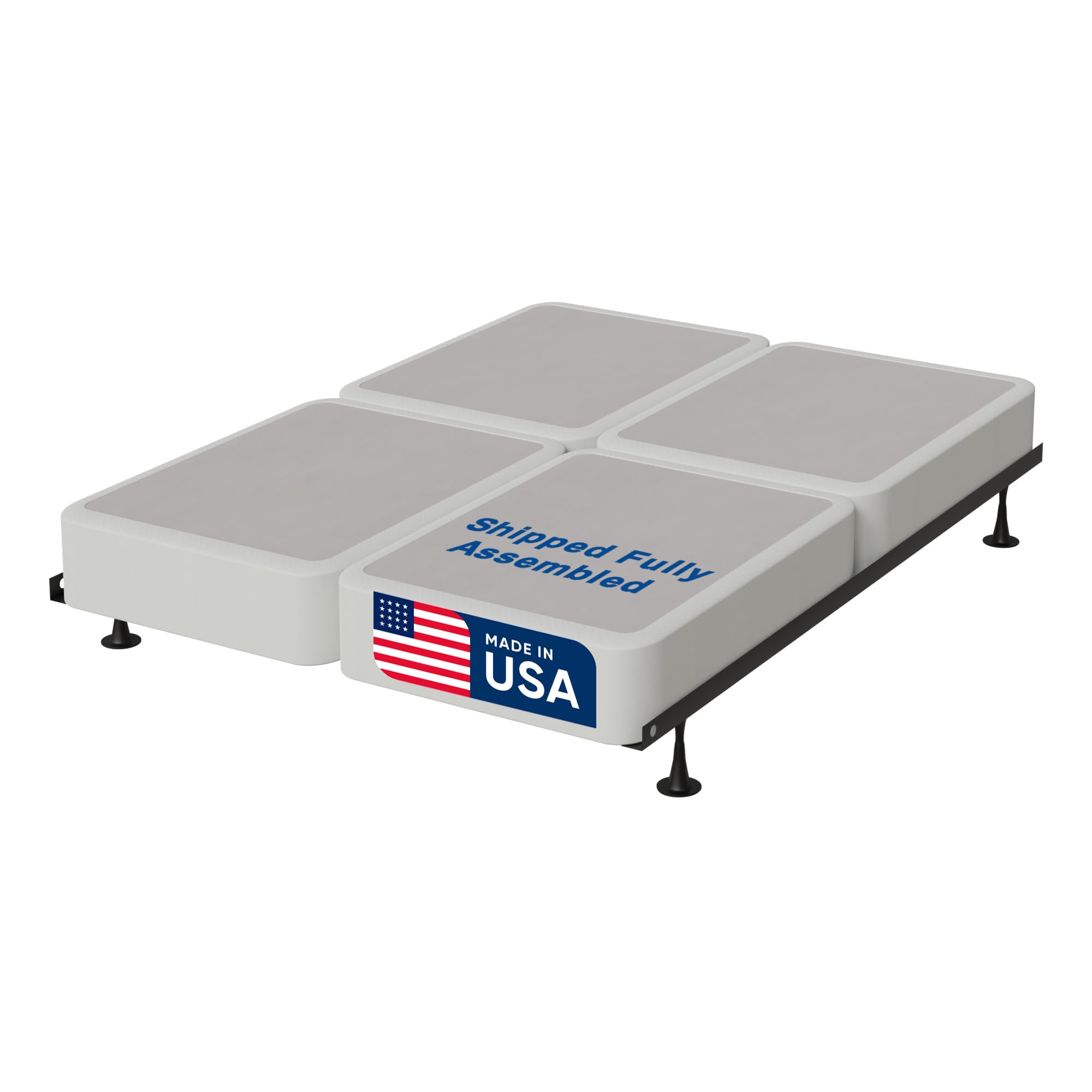 Treaton, Box Spring Bed Base King Size, 8-Inch Wood Mattress Foundation – Amish Made in USA – Quiet Noise Free, 4-Pieces Under Mattress-Support