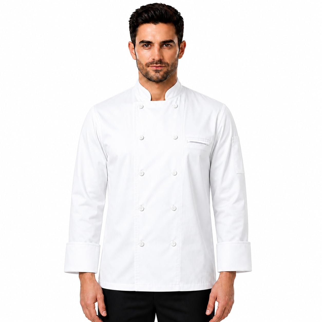 KODENIPR CLUB Men's Women's Classic White Chef Coat,Poly/Cotton,Size (Medium(38))-picture-31