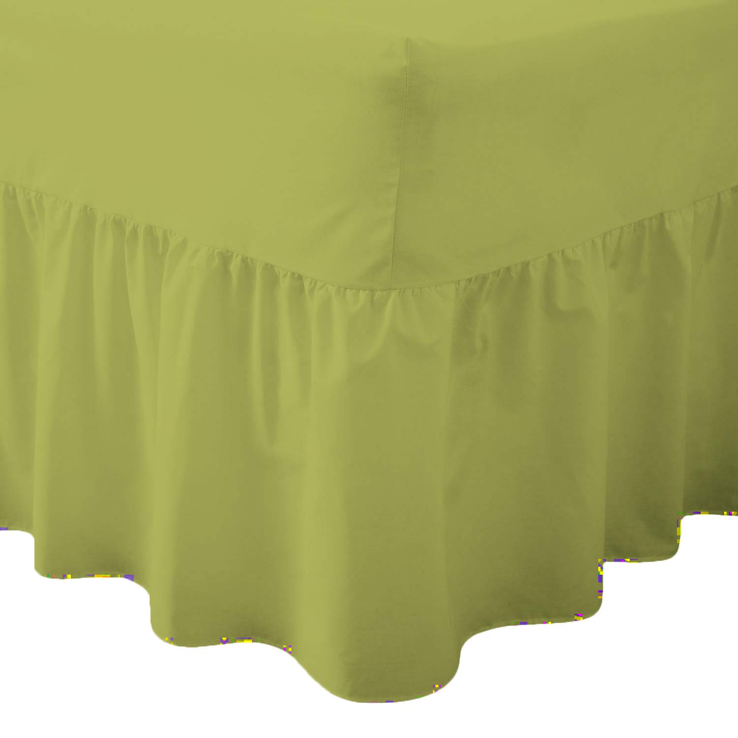 Amigozone Lime Non Iron Pollycotton Percale Valance Fitted Sheet Or Pillowases And 19 Colors (King, )
